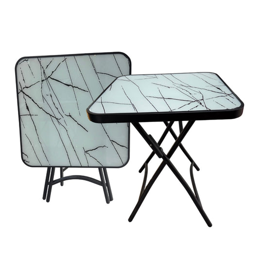 MESA CUADRADA 60CM PLEGABLE VIDRIO