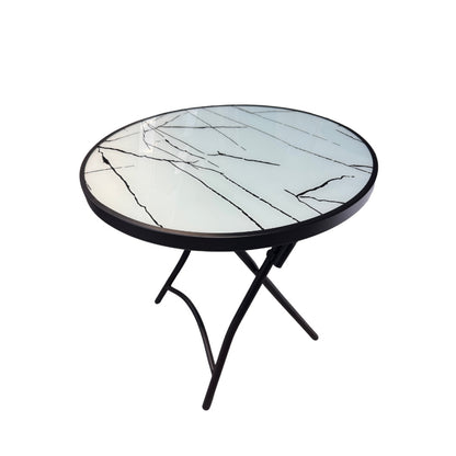 MESA REDONDA 70CM PLEGABLE VIDRIO