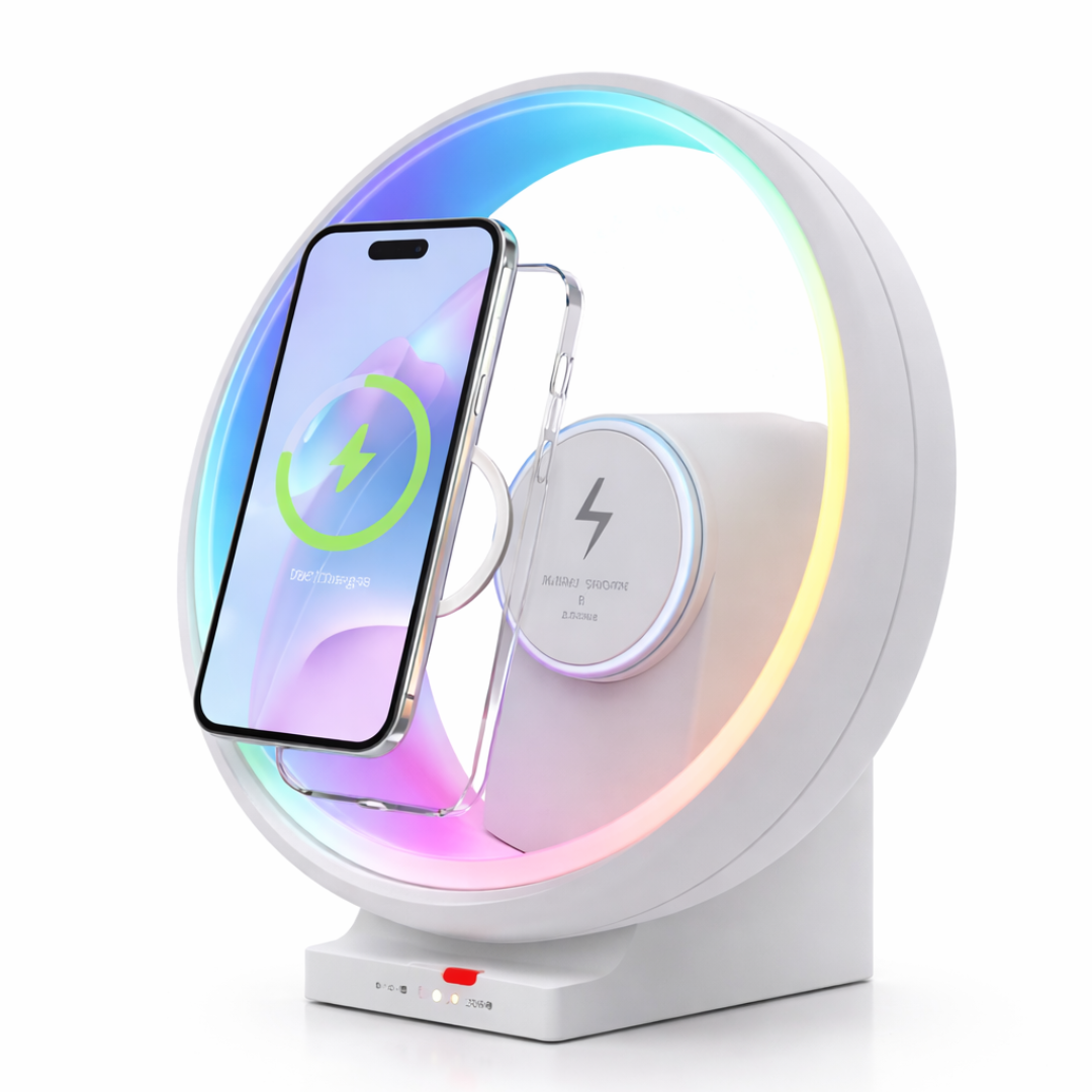 Cargador inalámbrico | Luz RGB | Parlante Bluetooth