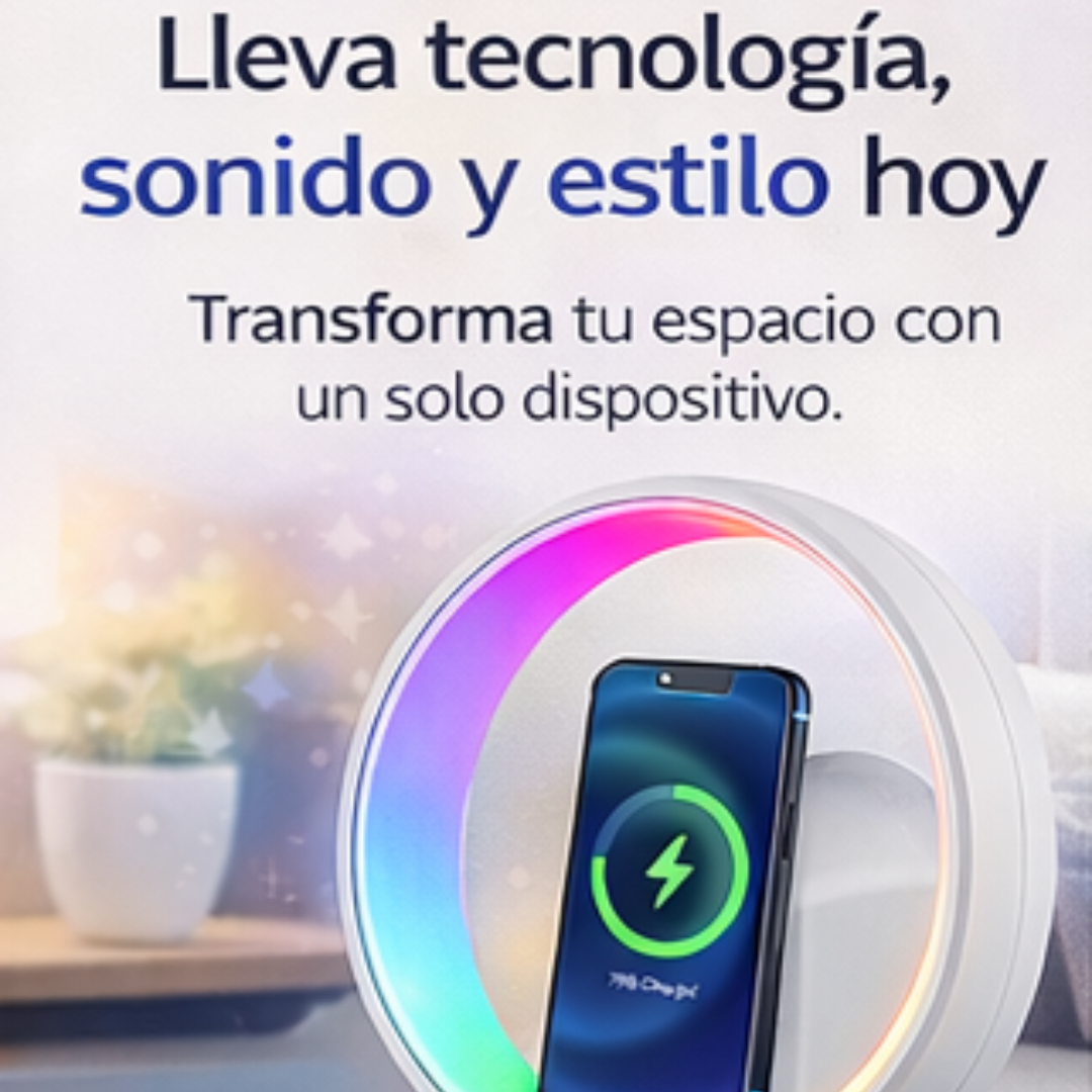 Cargador inalámbrico | Luz RGB | Parlante Bluetooth